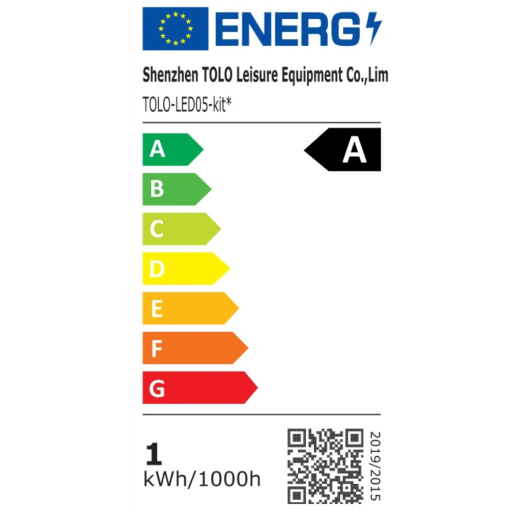 EU-Energielabel für das LED-Set TOLO-LED05, Energieeffizienzklasse A