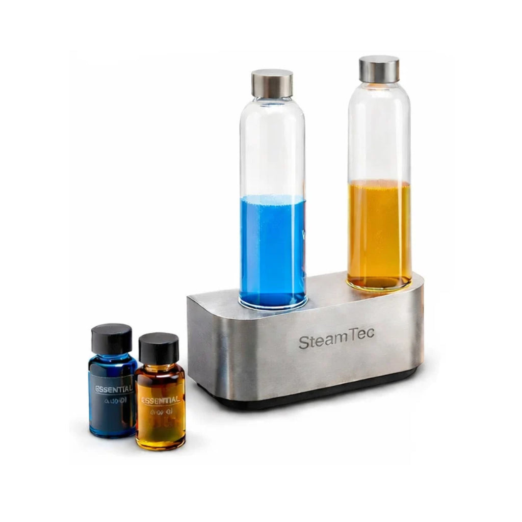 Aromapumpe TwinAroma von SteamTec mit zwei Glastanks und Duftfläschchen